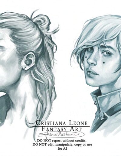 Ash & Al- Original Characters from my novel "Sunken" - Art by Cristiana Leone