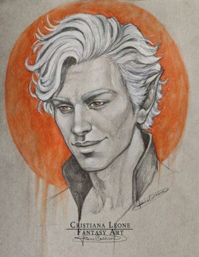 Astarion from Baldur Gate 3 (2023) - pencils on toned paper by Cristiana Leone